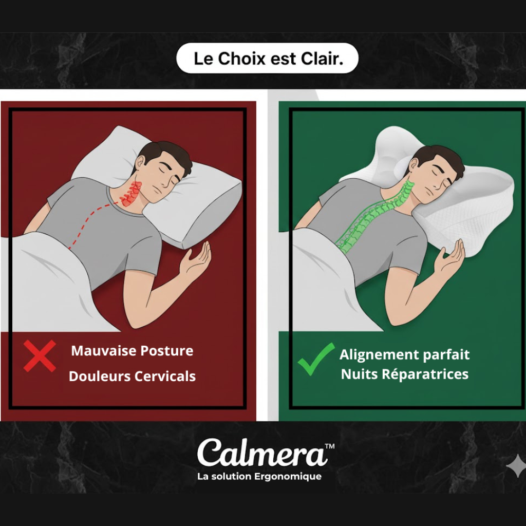 Oreiller Ergonomique Cervical Premium – Soulage Douleurs du Cou | Calmeraconfort™