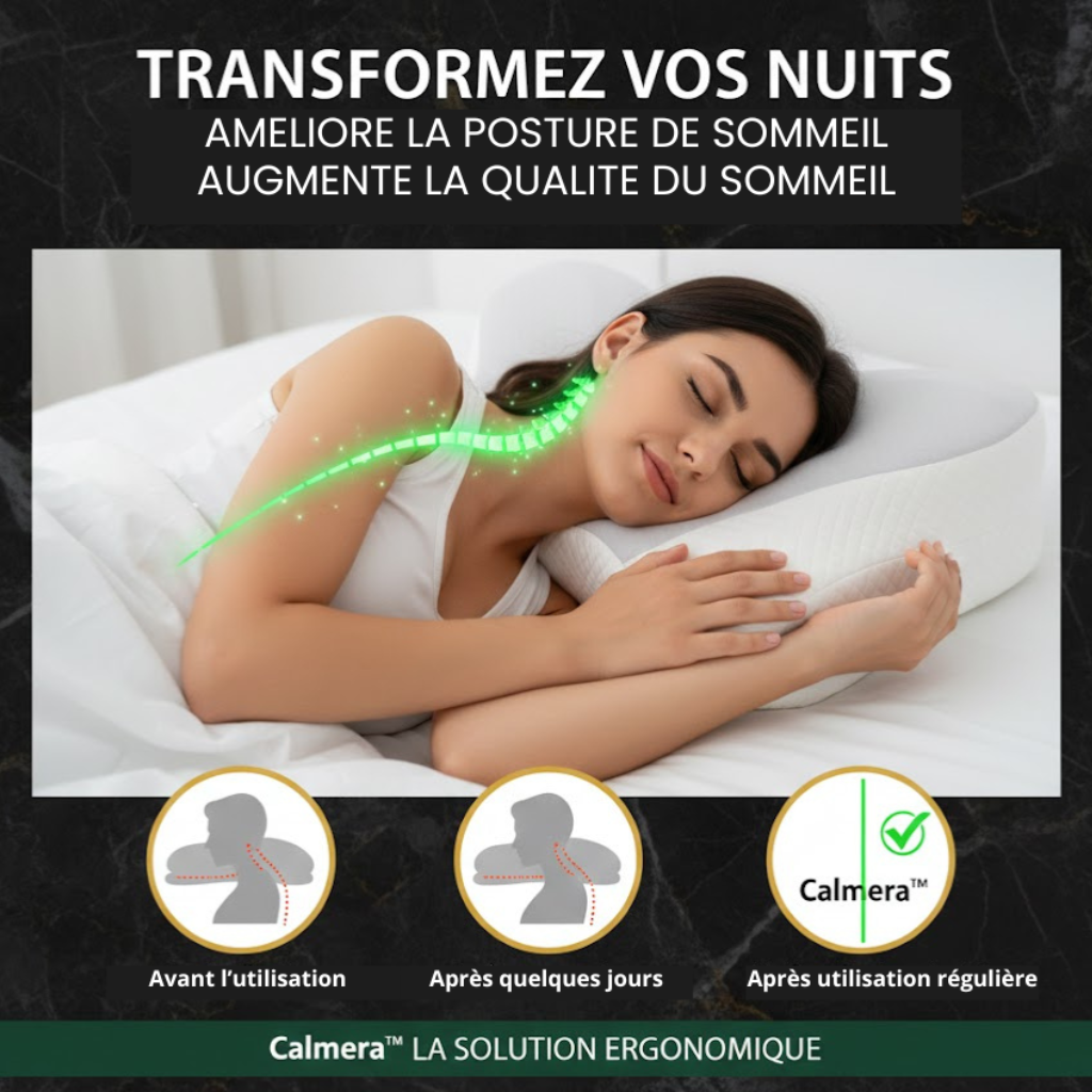 Oreiller Ergonomique Cervical Premium – Soulage Douleurs du Cou | Calmeraconfort™